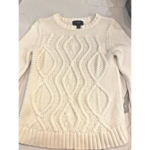 Land's End Drifter Woman's Sweater‎ Cream Size X small 2-4 white cable knit
